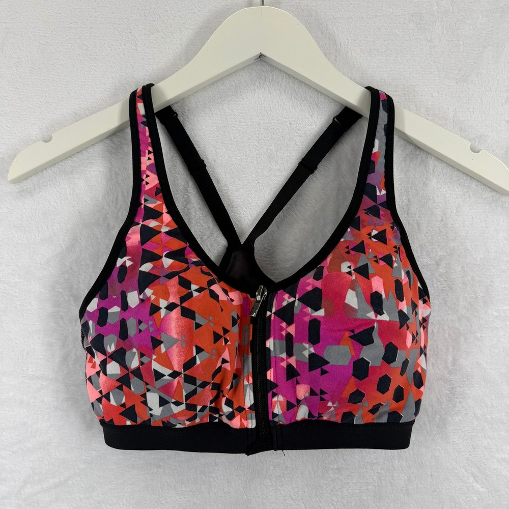 Victoria's Secret Knockout Front Close Sport Bra 32D E70 Black Geometric